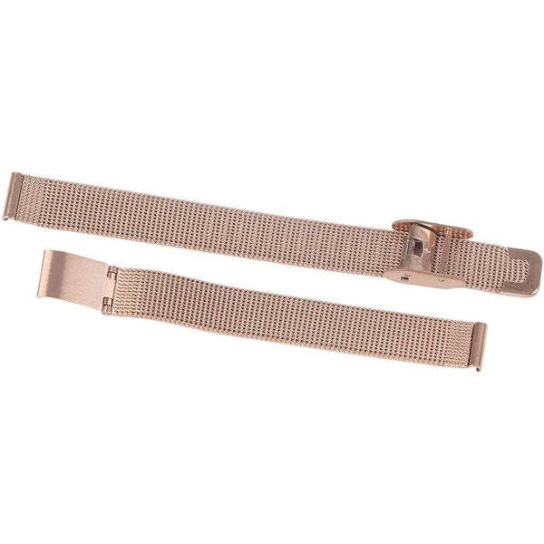 Correa De Reloj De Malla De Acero Inoxidable Correa De Reloj Tejida Accesorio De Repuesto Para Hombres Mujeres Oro Rosa Beige-image