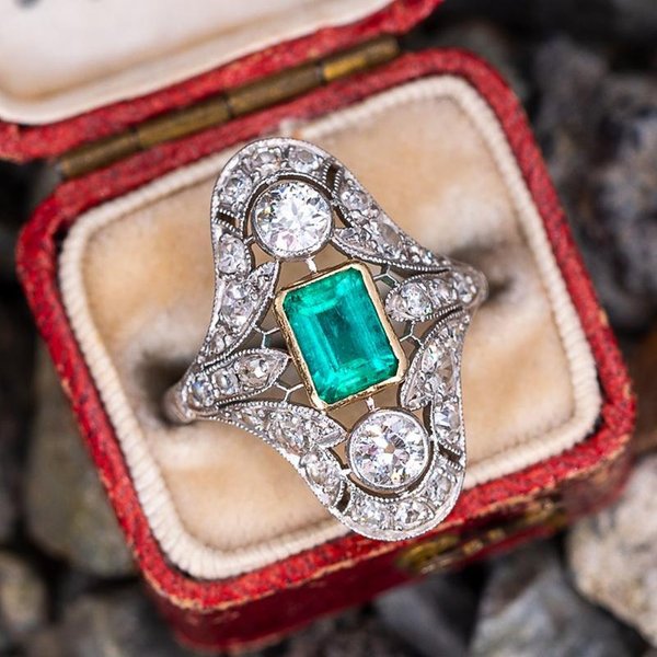 Anillos Huitan De Dos Tonos Verdes De Circonita CúBica Para Mujer, Accesorios De Dedo Con Temperamento Para Novia, Ceremonia De Boda, Fiesta, JoyeríA De Moda 8 Gray-image