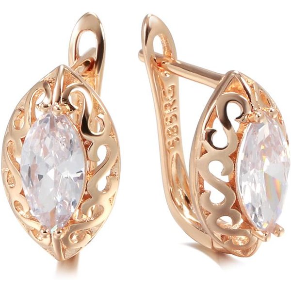 Pendientes Flor Hueca De Tendencia Color Oro Rosa IncrustacióN De Cera Micro ZircóN Natural Pendientes Colgantes Para Mujeres JoyeríA Vintage-image