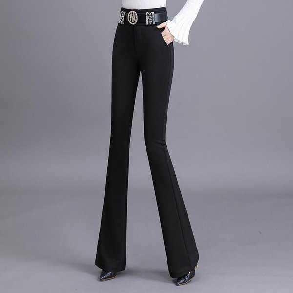 Pantalones Microplanos Para Mujer OtoñO E Invierno Nuevos Negros De Cintura Alta Adelgazantes CaíDos De Pierna Ancha Casuales 2XL Gray-image