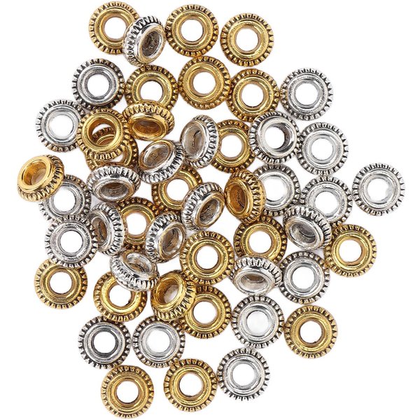 50 Anillos De AleacióN De Zinc Para Rastas, Dorados Y Plateados, Para Decorar Barba Y Cabello, JoyeríA Diy.-image