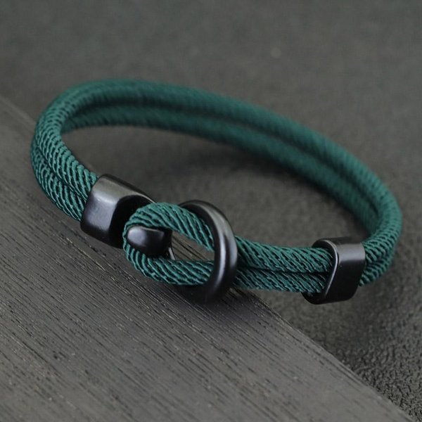 Modna Bransoletka Z Liny MęSka PodwóJna Warstwa ZewnęTrzna Bransoletka Kempingowa Homme Akcesoria Survivalowa Bransoletka Paracord Prezent Dla Niego L 20.5Cm 8Inch Black-image