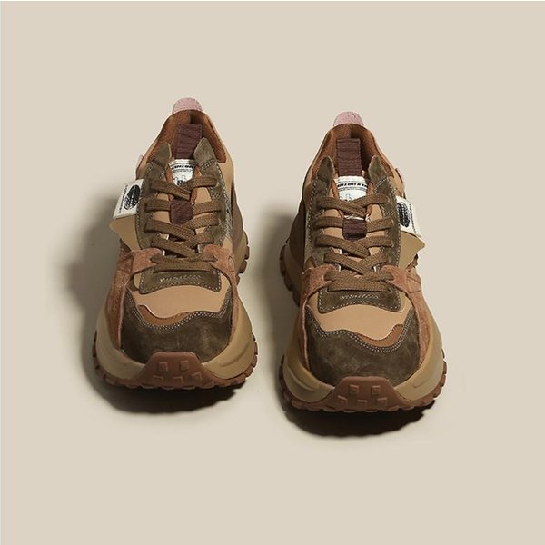 Zapatos Forrest Gump De Suela Gruesa Con DiseñO De Gofres Para Mujer, Nuevos Zapatos Deportivos Casuales A Juego Con Colores Retro Para Primavera Y Verano 35 Brown-image