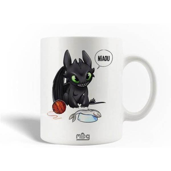 Kubek Ceramiczny - Maniacase - Toothless Miaou - 30Cl - BiałY - MożNa Myć W Zmywarce-image