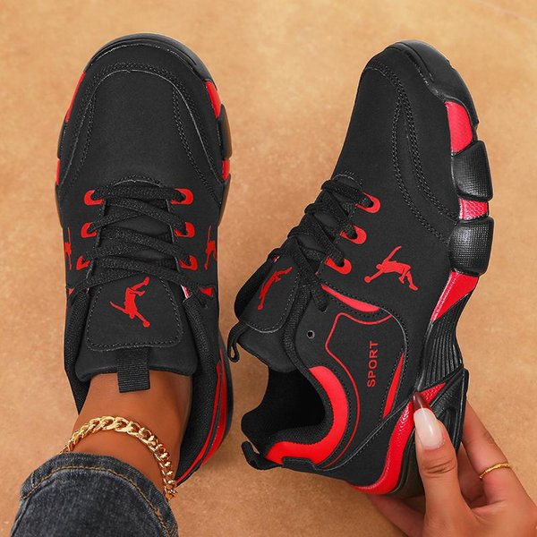 Damskie Buty Sportowe Modne Damskie Buty Wulkanizowane Wysokiej JakośCi PłAskie Buty Damskie Do Chodzenia Platforma DużY Rozmiar Zapatillas Mujer 36 Czerwony-image