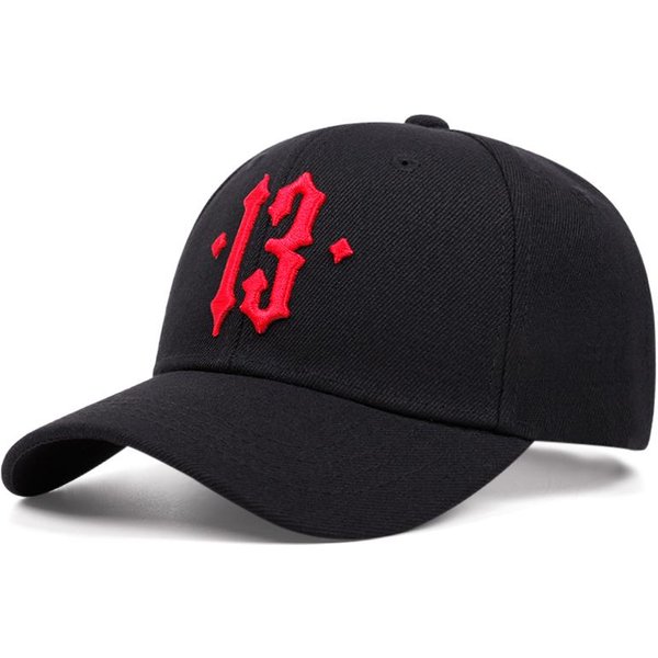 Nowa Haftowana Czapka Bejsbolowa Nr 13 Prosta MęSka Moda Czapka Hip-Hopowa Casualowa Ozdobna Czapka Damska Outdoorowa Sportowa Czapka PrzeciwsłOneczna Black-image