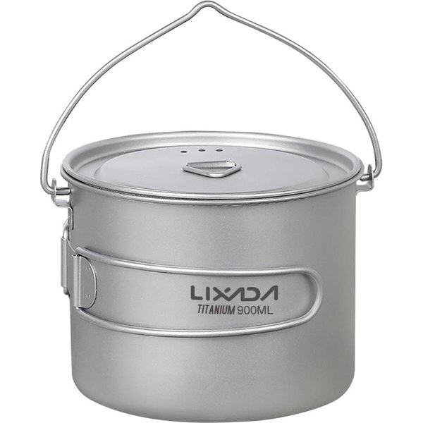 Lixada 750Ml/900Ml/1100Ml Ultralekki Tytanowy Kubek Na Wodę Z Pokrywką I SkłAdanym Uchwytem 900Ml-image