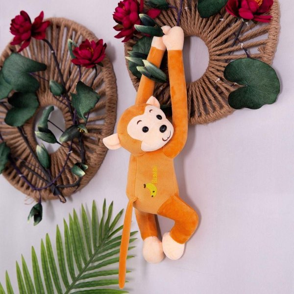 Animal Mono Mono De Brazos Largos MuñEco De Peluche Mono De Brazos Largos Colgante Mono De Peluche Suave 45/55/65Cm Mono De Brazos Y Cola Largos MuñEco Orange-image