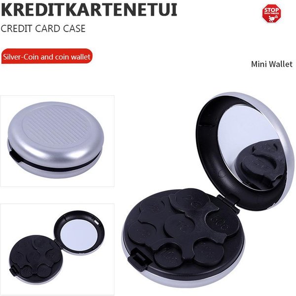 Modne Kreatywne Mini PudełKo Do Przechowywania Monet Euro Z Lustrem PodróżNe PrzenośNe Ze Stopu Aluminium OkrąGłE Portfele Na Monety Euro Zero Czerwony-image