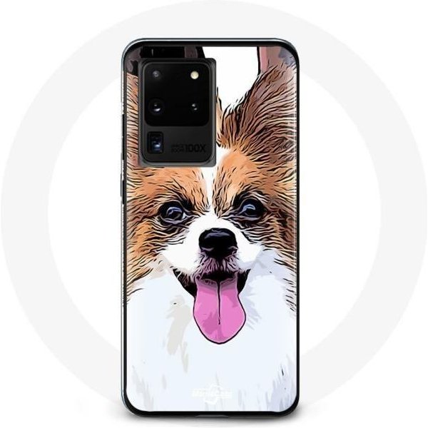 Funda Para Samsung Galaxy S20 Ultra Cocker Spaniel Continental Enano Mariposa Cachorro Blanco Y MarróN-image