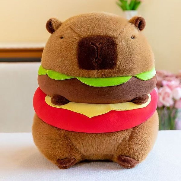 Nuevo Lindo Capibara Hamburguesa Peluche Juguete Relleno SimulacióN Animal MuñEco Suave Juguete Infantil Regalo De CumpleañOs Kawaii DecoracióN De HabitacióN 30Cm-image