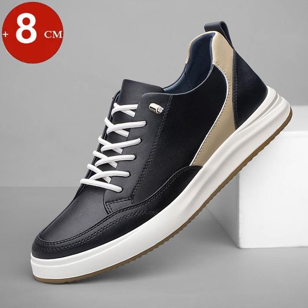 6Cm 8Cm Buty PodwyżSzająCe MęSkie Buty PodwyżSzająCe Prawdziwa SkóRa MęSkie Trampki WyżSze Deskorolka Buty Codzienne 43-image