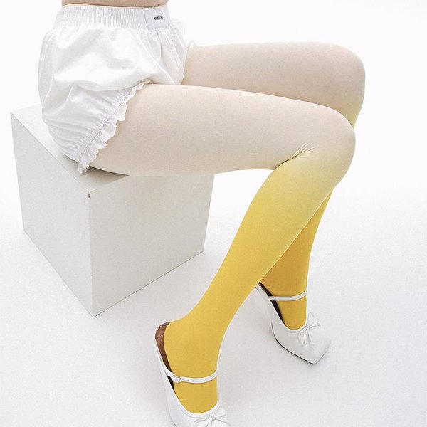 Medias De Colores Degradados Estilo Y2K Para Mujer OtoñO Terciopelo Fino Ajustadas Pantimedias sexy Streetwear One Size Beige-image