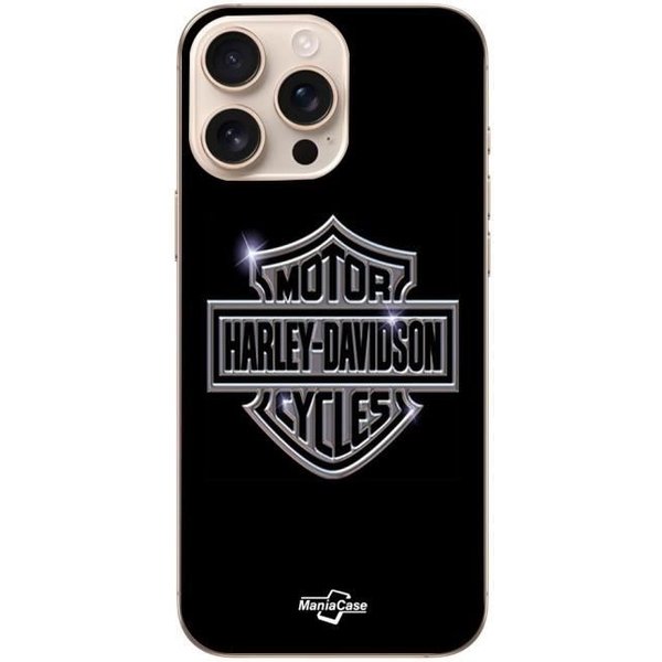 Etui Na Telefon - Harley Davidson - Iphone 16 Pro - MięKkie - Szare I Czarne - Logo Motorcycles-image