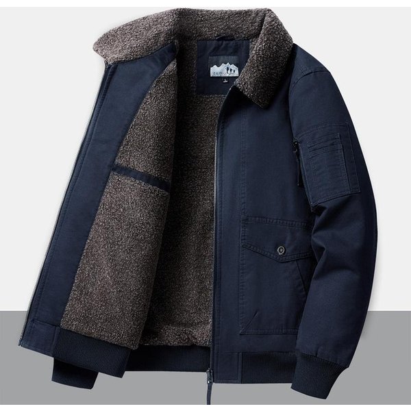 Abrigo Retro Americano De OtoñO E Invierno Para Exterior Chaqueta Con Solapa De Forro Polar 4XL Black-image