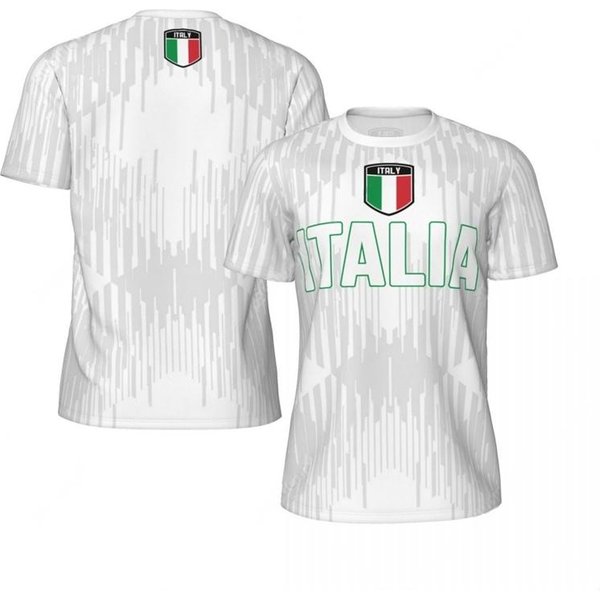 Koszulka Z Nadrukiem 3D Z Flagą WłOch, Modna Na Lato, Z KróTkim RęKawem, MęSka, Sportowa, SzybkoschnąCa, OddychająCa, PiłKarska 4XL White-image