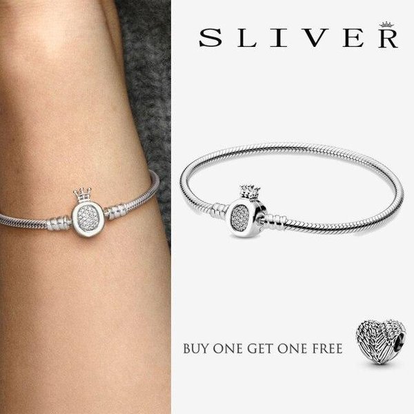 Najlepsza Sprzedaż Nowe 925 Srebro Sterling Moments Oryginalne ZapięCie ŁAńCuszek WężOwy Podstawa Bransoletka Fit Pan Charms Dla Kobiet BiżUteria DIY Prezent 18Cm BeżOwy-image
