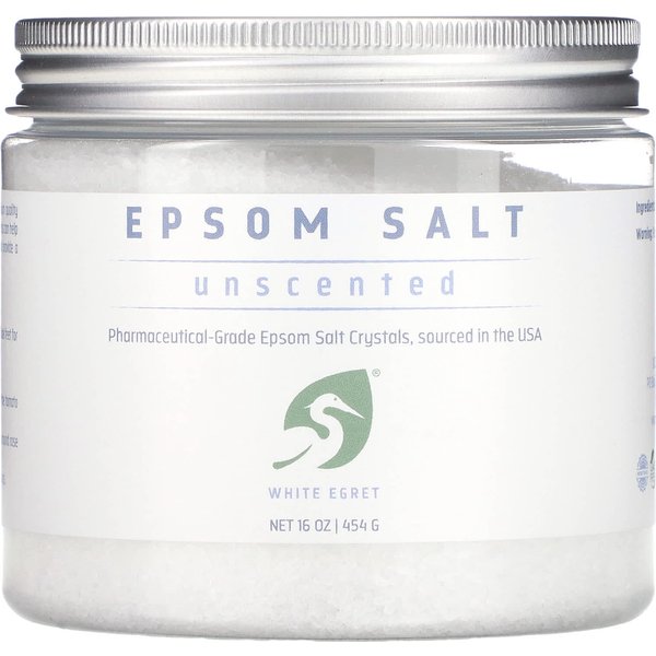White Egret Personal Care, Epsom Salt, Unscented, 16 Oz (454 G) White-image