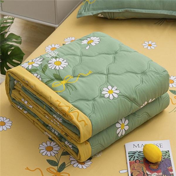 Colcha De Verano Lavada EdredóN Para Aire Acondicionado Suave Transpirable Fina Estampado De Margaritas Cubrecama Cubrecama Textiles Para El Hogar 80X100Cm Thin Quilts-image