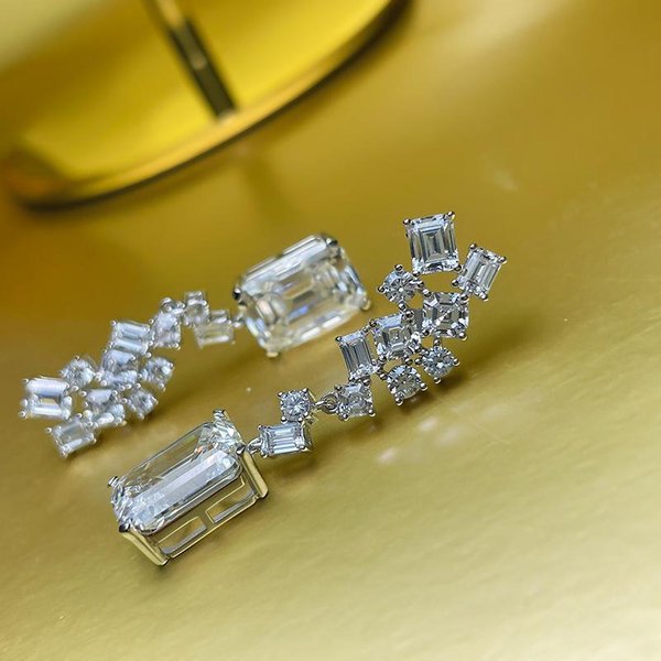 Pendientes Largos Colgantes De Moda Para Mujer Huitan Completos Con Circonita CúBica De Cristal Lujo Modernos Pendientes De Boda JoyeríA Femenina-image