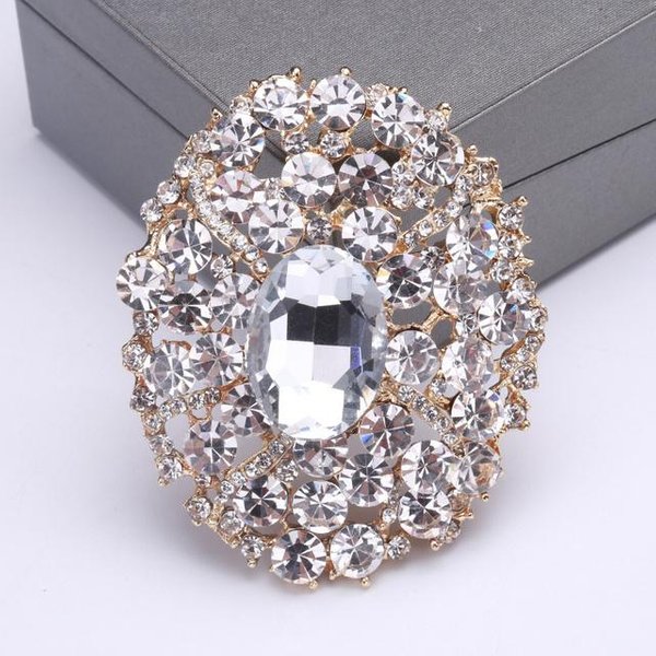 Exquisito Broche De Cristal Grande Con Diamantes De ImitacióN De Lujo, Accesorio De Ropa De Alta Gama.-image