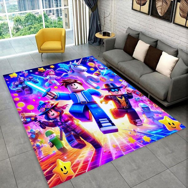 Dywanik Z KreskóWką 3D R-Robloxs Do Pokoju Zabaw, Sypialni, Salonu, Na Sofę, Wycieraczka Domowa, Dekoracja, Dywanik Obszarowy, AntypośLizgowa Mata PodłOgowa, Prezent 40X60Cm-image