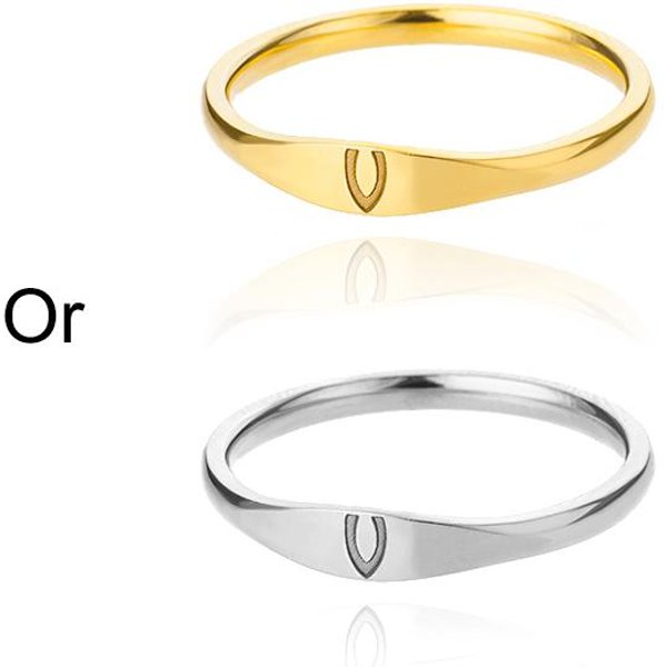 Anillos Con Letra Inicial Para Mujeres Hombres Acero Inoxidable Anillo De Iniciales A M K S Alfabeto Nombre EstéTico JoyeríA De Boda Regalo De Navidad 7&18K Gold Color Beige-image