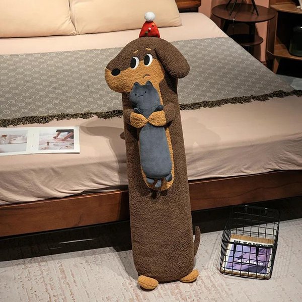 Peluche Alargado Perros Salchicha Juguete De Felpa Suave Lindo Cachorro TejóN MuñEco De Felpa Almohada Para Dormir NiñOs Regalos De Navidad CumpleañOs 120Cm-image