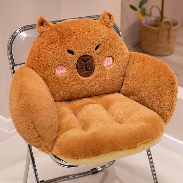 Adorable Almohada De Peluche De Capibara Dibujo Animado Lindo Suave Relleno Peluche Juguete Acogedor Capibara Soporte Lumbar Silla CojíN De Asiento Sofá DecoracióN Del Hogar 45-50Cm-image