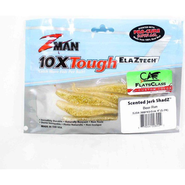 Zman Soft Lure Jerk Shadz Zapachowe 4-Calowe 5 Sztuk W Opakowaniu Beer Run (6022)-image