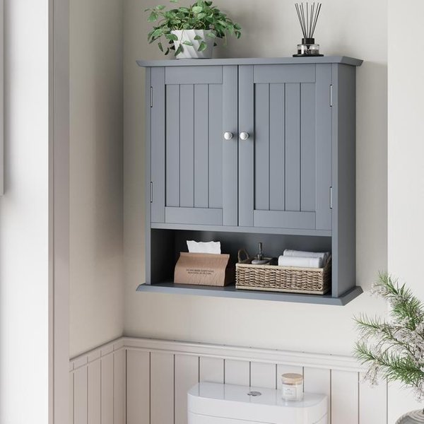Armario De BañO - Muvoe - Estante De Pared - Mdf Impermeable - 54.6L X 19.8W X 60H Cm - Gris Gris-image