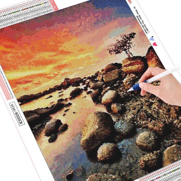 Bordado De Diamantes Completo Redondo Pintura De Diamantes De La Costa Paisaje 5D Imagen De PedreríA Diamante 20X30-image
