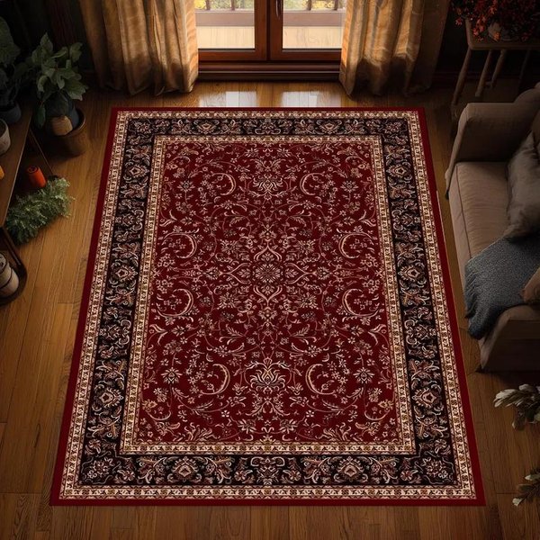 Klasyczny Czerwony Dywan Perski Tradycyjny Dywan Z Medalionem Styl Vintage Dekoracja Salonu Dywan MożNa Prać Dywan AntypośLizgowy Dekoracja Retro 80X120Cm-image