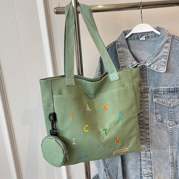 Bolso De Lona De Gran Capacidad Nuevo Bolso Tote Para Viajar Al Trabajo Mujer Ins Estudiantes Universitarios Clase Bolso De Hombro Gray-image
