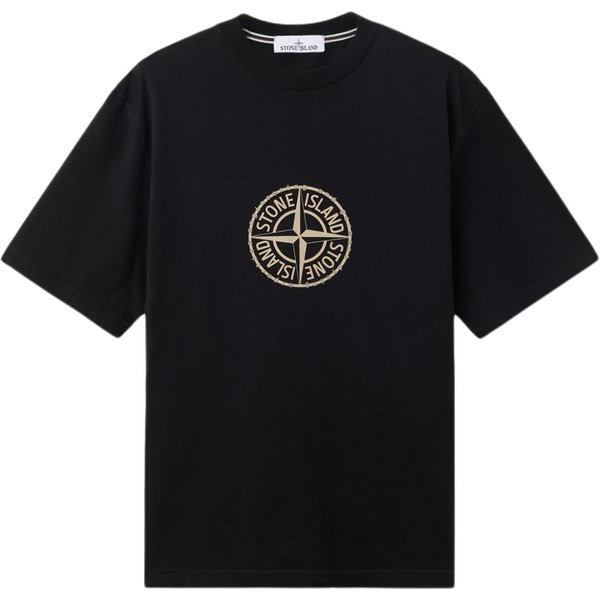 Stone Island Koszulka Z OkrąGłYm Dekoltem Modny Nadruk Z Literami KróTki RęKaw Unisex Top L1S152100001S0362V0029 M Black-image