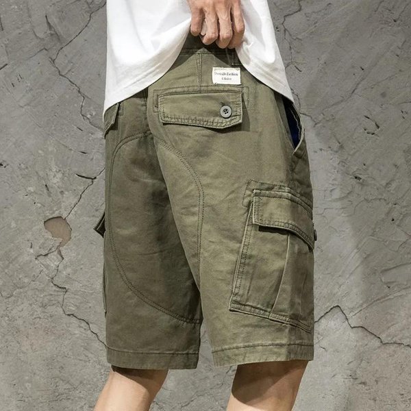 Pantalones Cortos Cargo Para Hombre Casuales Holgados Pantalones De Tres Cuartos Verano Finos 38 Verde-image