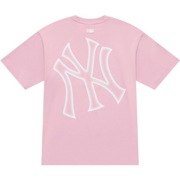 MLB New York Yankees Serie BáSica 25SS Casual Simple Camiseta De Manga Corta Dopamina Con Logo Grande Tops Unisex Rosa 3ATSB6453-50PKM XL White-image