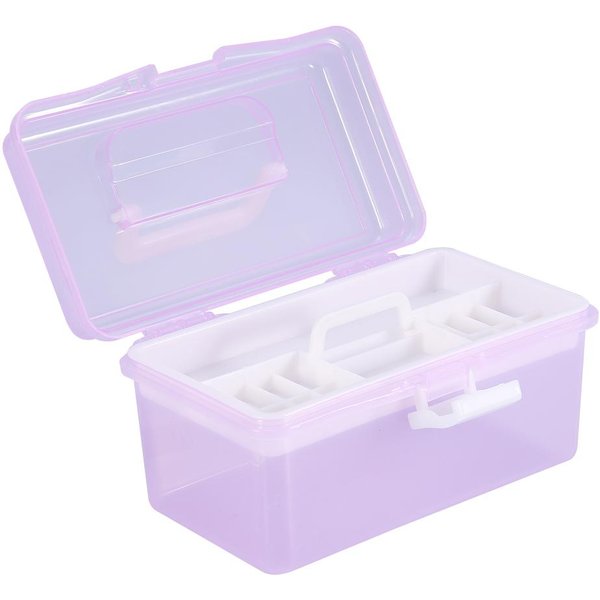 Contenedor Caja De Almacenamiento Estuche Multifuncional Para Herramientas De Manicura Maquillaje CosméTicos Para UñAs(Morado S)-image