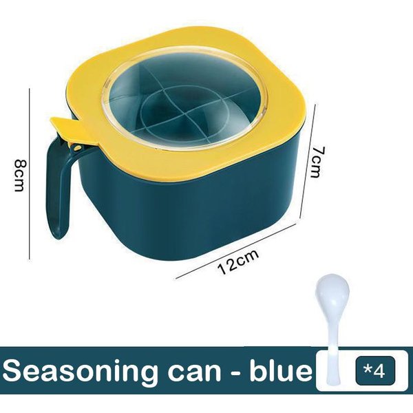 Caja De Condimentos 4 En 1 Con Cuchara, Tarro De Especias, Tarros De Especias Con MúLtiples Compartimentos, Sal, Pimienta, Ollas, Accesorios De Cocina, Recipiente Para Condimentos-image