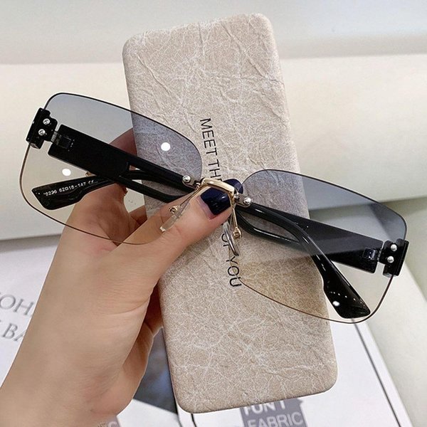 Gafas De Sol Sin Montura Estilo Coreano ProteccióN UV Lentes Degradadas Rectangulares Gafas De Sol Moda Ins Para Mujeres Hombres-image