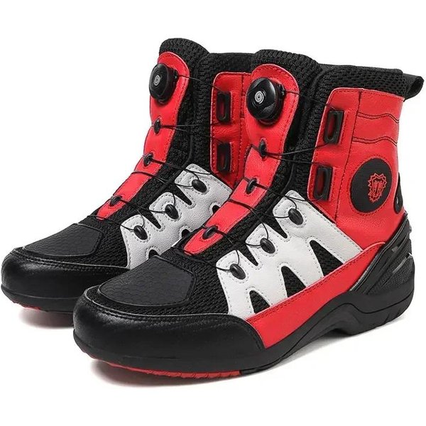 Jg-Wolf Buty Motocrossowe MęSkie Damskie Buty Motocyklisty AntypośLizgowe Buty JeźDzieckie Wodoodporne SkóRzane Buty Motocyklowe Do Jazdy Miejskiej 39 Czerwony-image