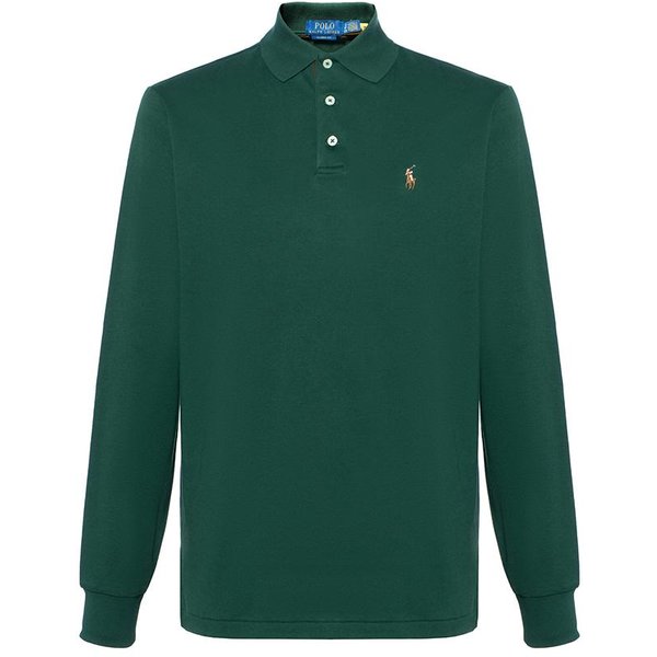 Polo Ralph Lauren Camisa Polo De Manga Larga De Color SóLido Con Logo Bordado Para Hombre Tops Verde 710671784-032 XL Gray-image