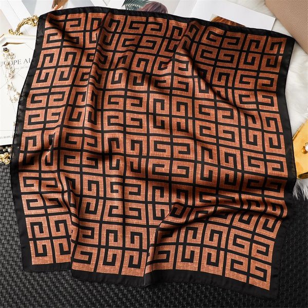 Damska Luksusowa, Kwadratowa Chusta Jedwabna 70X70 Cm, MięKka Opaska Na WłOsy, Chustka Na GłOwę, Chustka Na Szyję, WstążKa, Chusta ChroniąCa Przed SłOńCem 70X70Cm Black-image