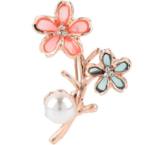 Broches De Perlas De Flor De Cerezo Para Mujer Elegante Pin De Moda Broche De Cristal JoyeríA De Boda-image
