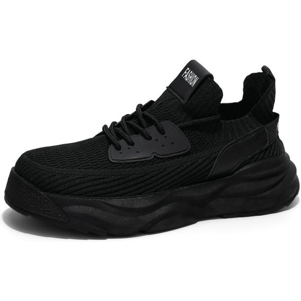 Nuevos Zapatos Casuales De OtoñO Para Hombre, CóModos Para Exteriores, Transpirables, Tejido Volador, Suela Gruesa, Zapatos Deportivos, Zapatos Casuales Para Hombre 44 Negro-image