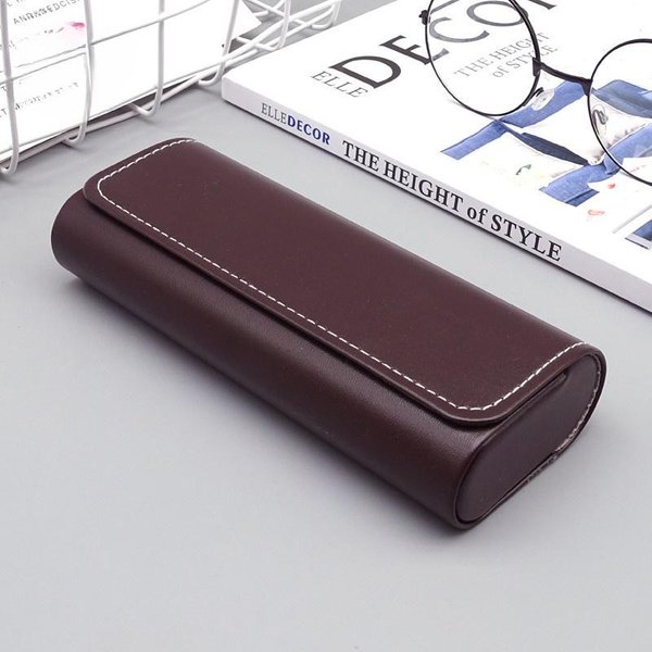 Estuche De Cuero PU Para Gafas PortáTil Hombre Mujer Gafas De Sol MiopíA Presbicia Caja De Almacenamiento Bolsa Para Gafas Anti-PresióN Accesorio Para Gafas Negro-image