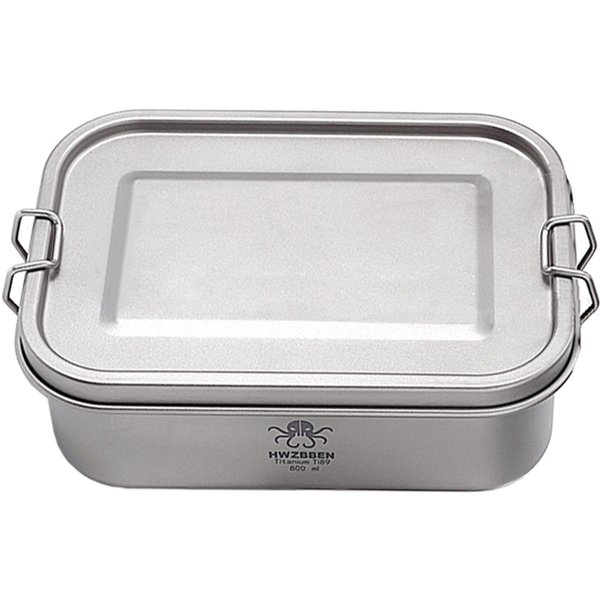 Caja Bento Para Acampar, Caja Bento De Titanio Para Exteriores, Fiambrera Rectangular De 800Ml, Contenedor De Almacenamiento De Alimentos Ti88-image