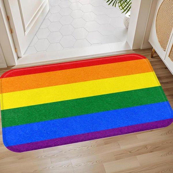 Flanelowy Dywanik Z Flagą TęCzy, AntypośLizgowy, ChłOnny, MożNa Prać W Pralce, Do łAzienki, Kuchni, Salonu, Wystroju Domu 40X60Cm16X24In-image