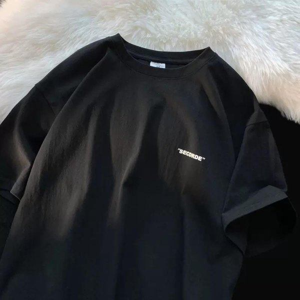 Camisa De Manga Corta Con Letras PequeñAs Para Hombre, Sencilla, De Verano, De AlgodóN Puro, De Media Manga, Moderna, VersáTil, Holgada, Con Cuello Redondo. 3XL-image