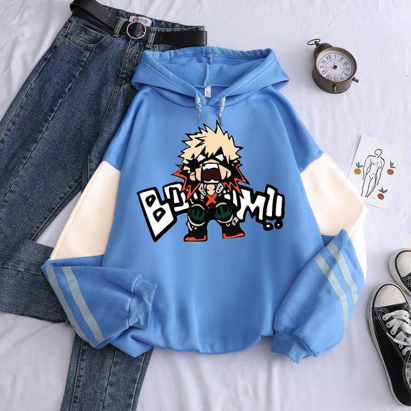 GorąCe Anime My Hero Academia Bakugo Katsuki Nadruk Graficzny Bluza Z Kapturem MęSka Damska Bluzy Oversize Casualowa Bluza Streetwear Harajuku Xxxl Gray-image